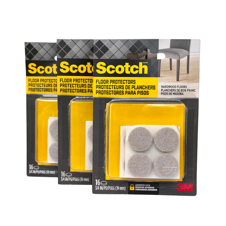 SCOTCH ROUND FELT PADS, SP805-NA, 3/4 IN, BEIGE, 16/P