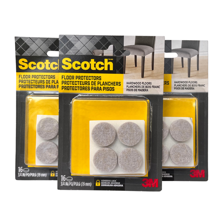 SCOTCH ROUND FELT PADS, SP805-NA, 3/4 IN, BEIGE, 16/P